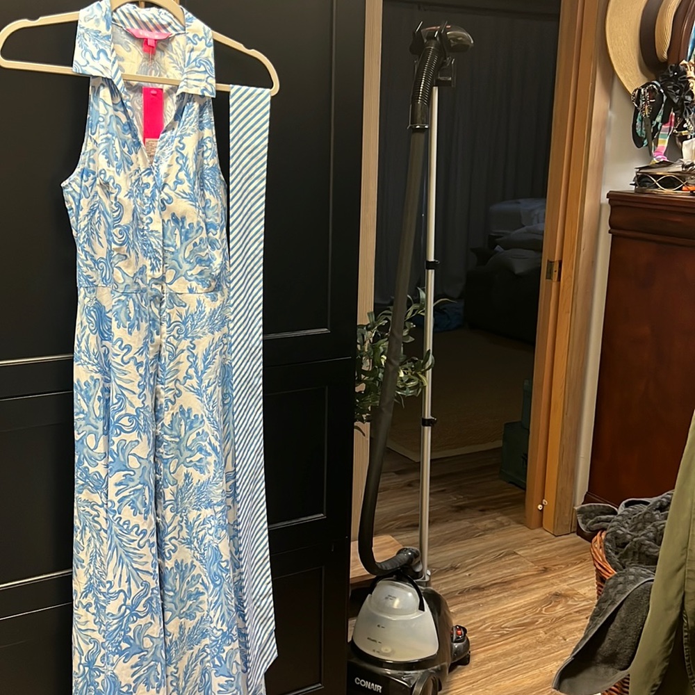 Lilly Pulitzer size to Chrisella stretch shirt dress resort white nwt blue